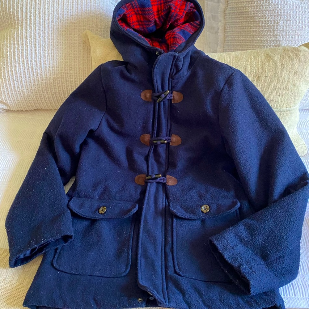 Carter's Navy Blue Kids Toggle Hooded Coat with Red Plaid Lining